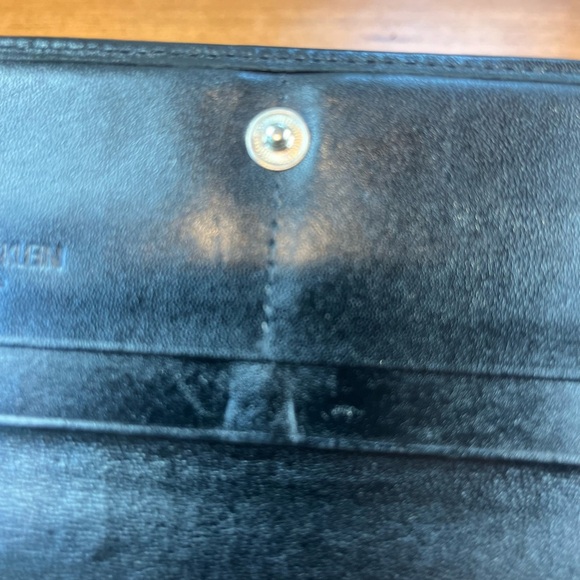 Vintage Michel Klein Black Leather Wallet Card Slots Zip Pouch Bill Fold - Picture 8 of 16